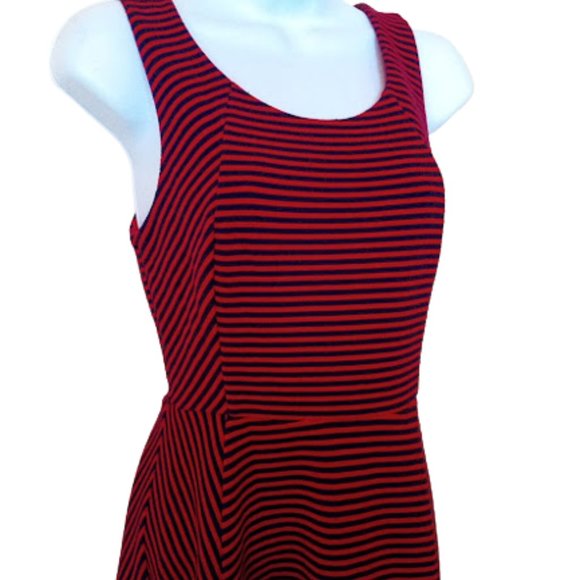 Red Blue Striped Fit and Flare Dress Size XS - Picture 4 of 5